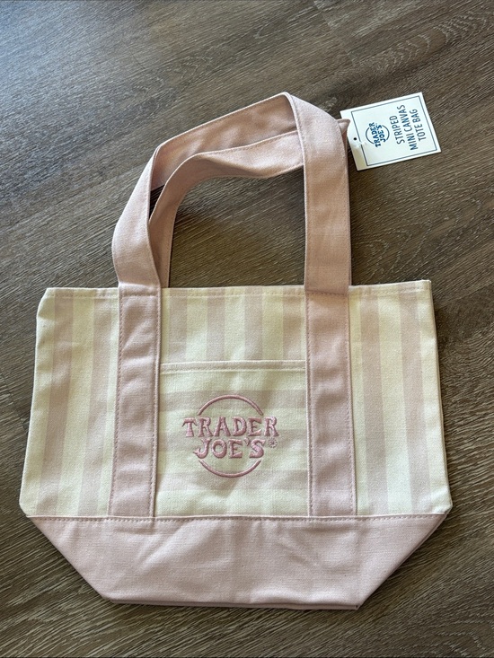 Trader Joe'S Handbags - Trader Joe’s Pink Striped Mini Canvas Tote Bag